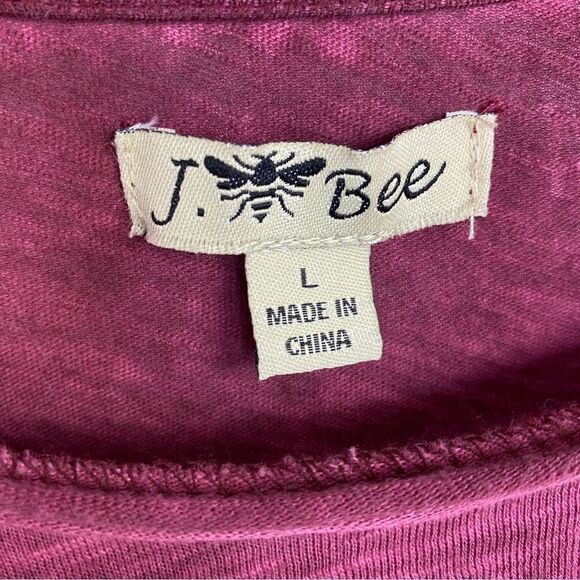 J. Bee Mixed Media Drop Waist Scarf Hem Knit Tunic Shirt Large - Picture 9 of 10